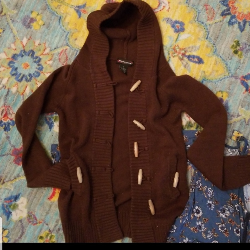 Hooded, button up sweater